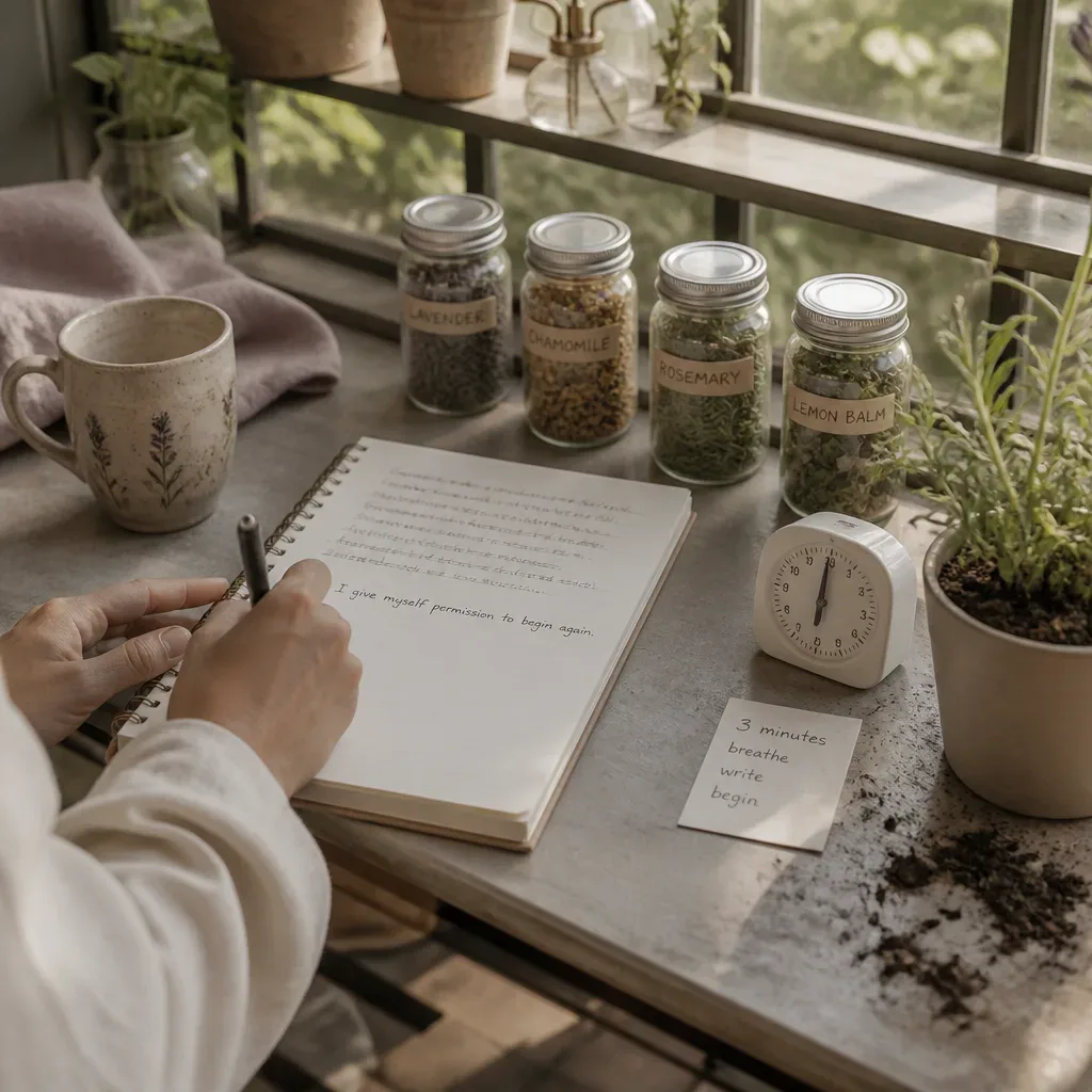 Timer and page on a greenhouse workbench