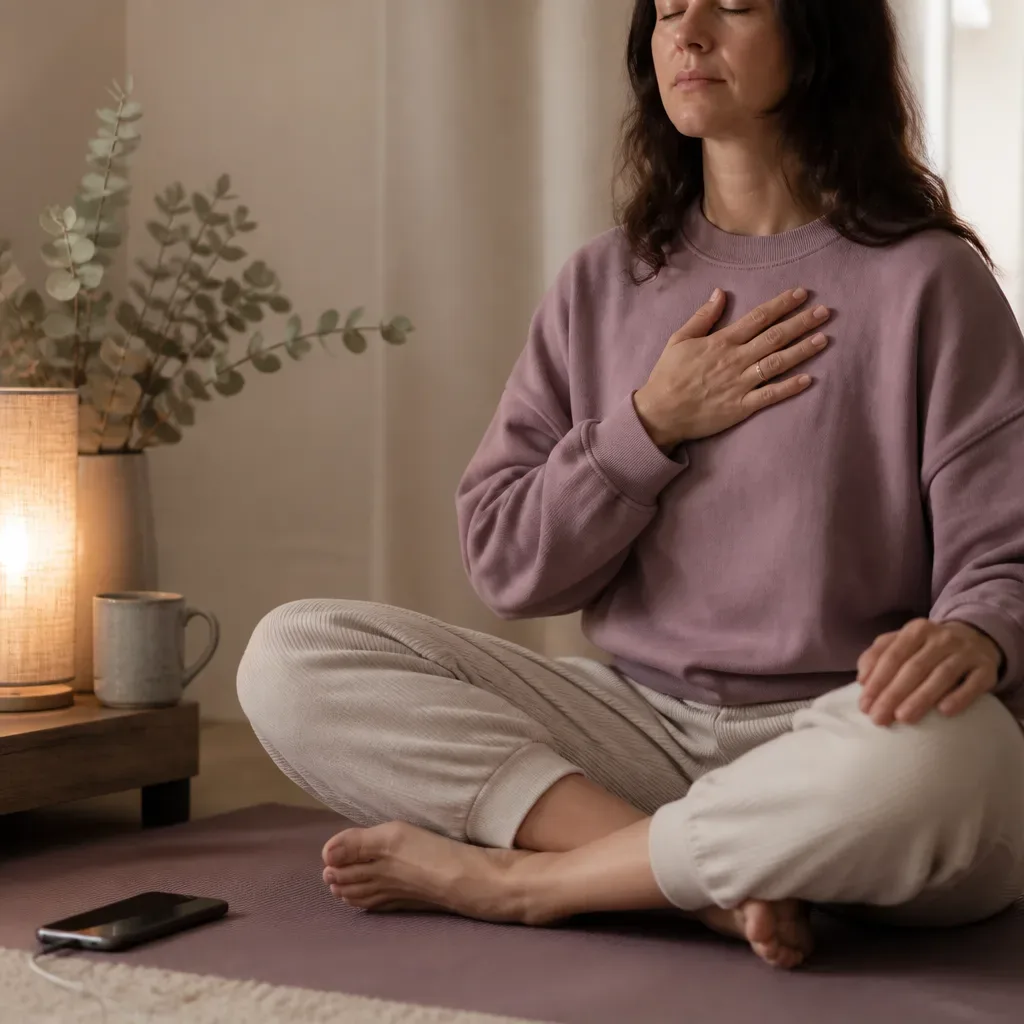 Grounded listening practice with hand on chest