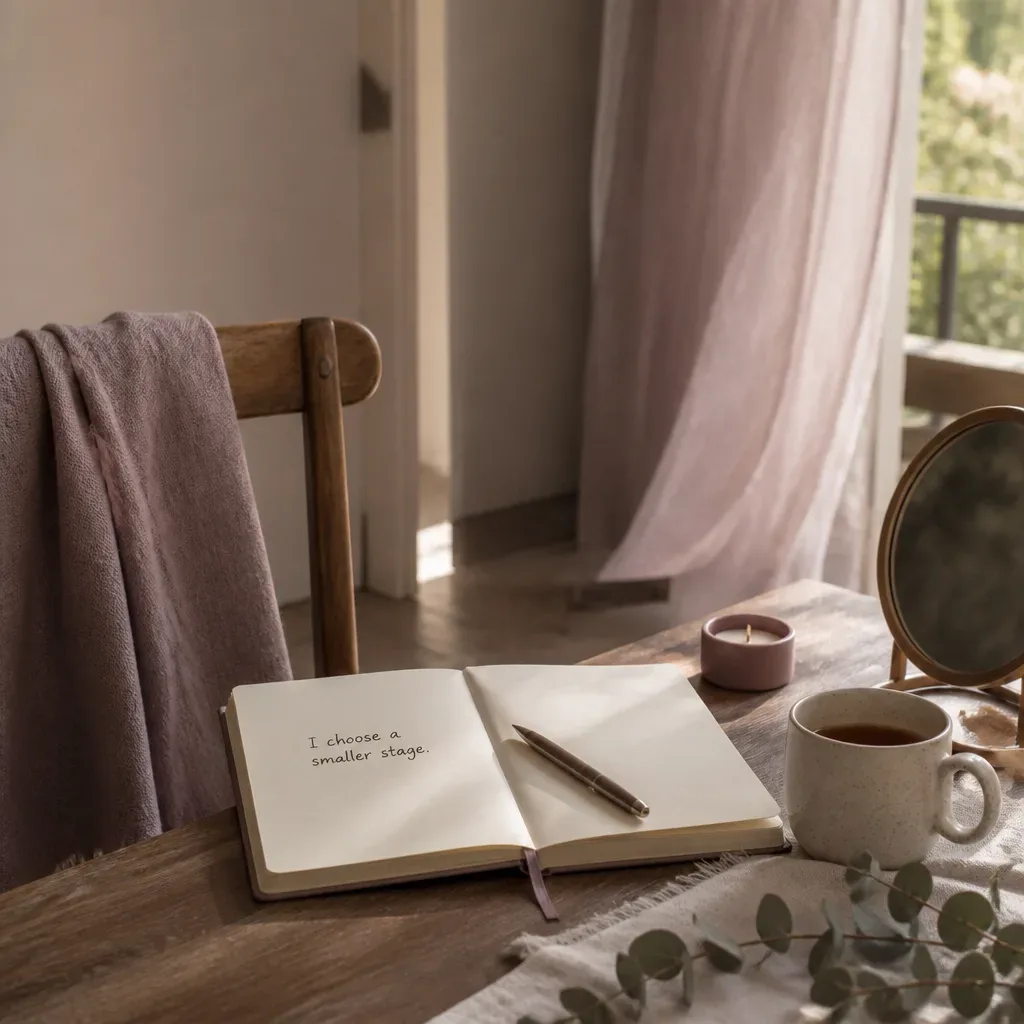 Notebook and mirror in a quiet room