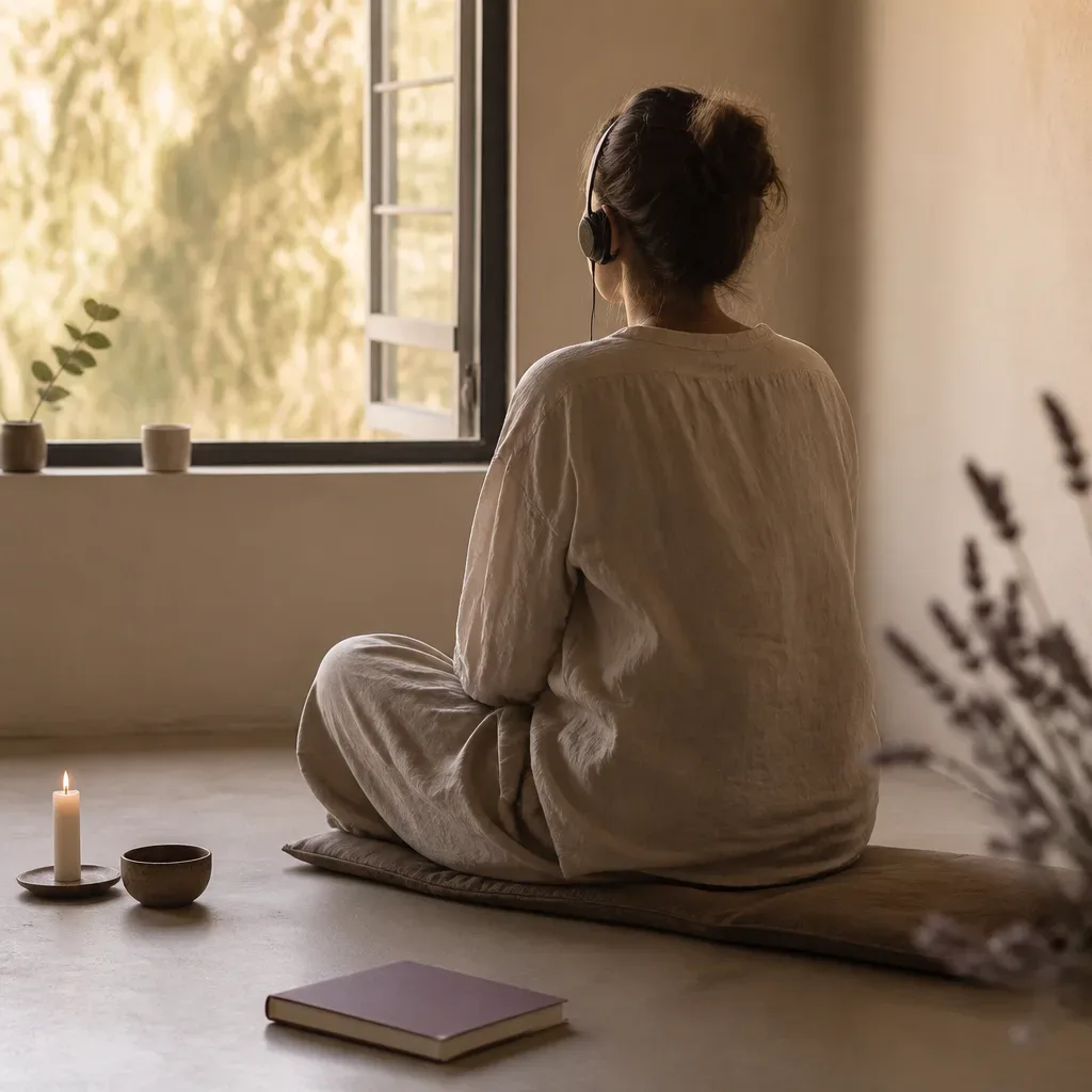Person listening quietly before writing a wish