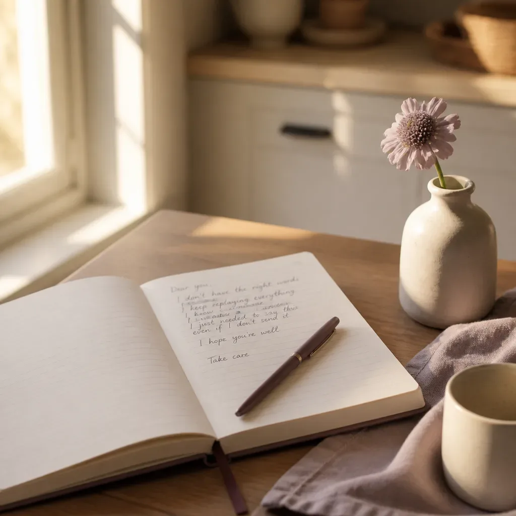 Unsent letter resting in a quiet notebook