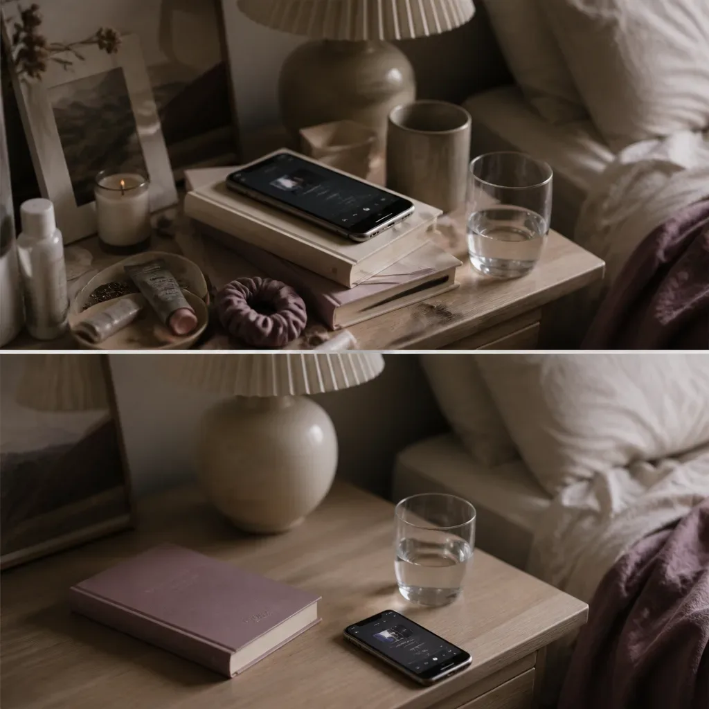 Bedside table prepared for a quiet reset